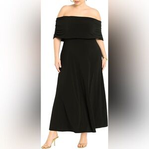Eloquii Elegant Black Off The Shoulders Dress